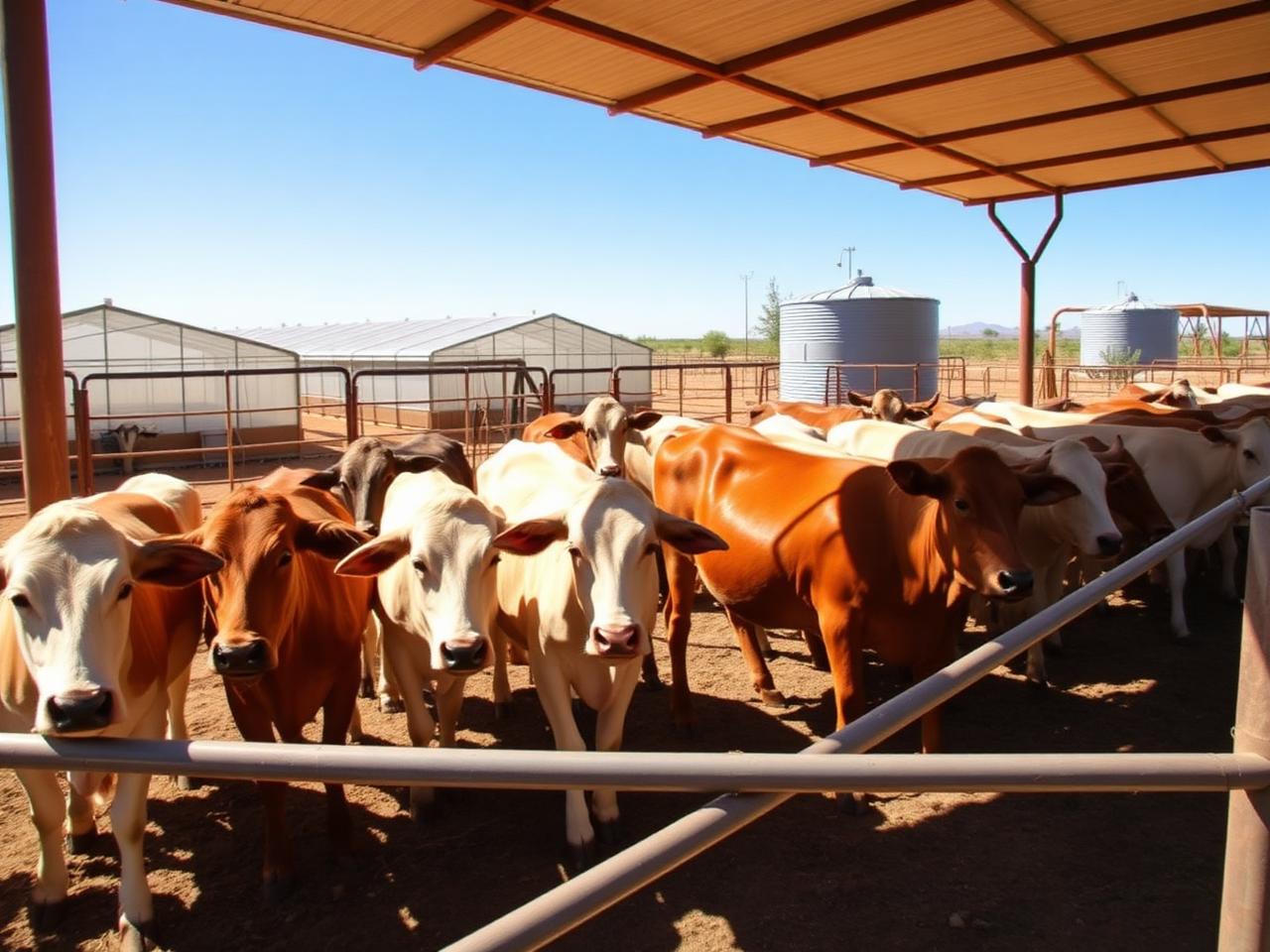 Cattle in modern kraal infrastructure
